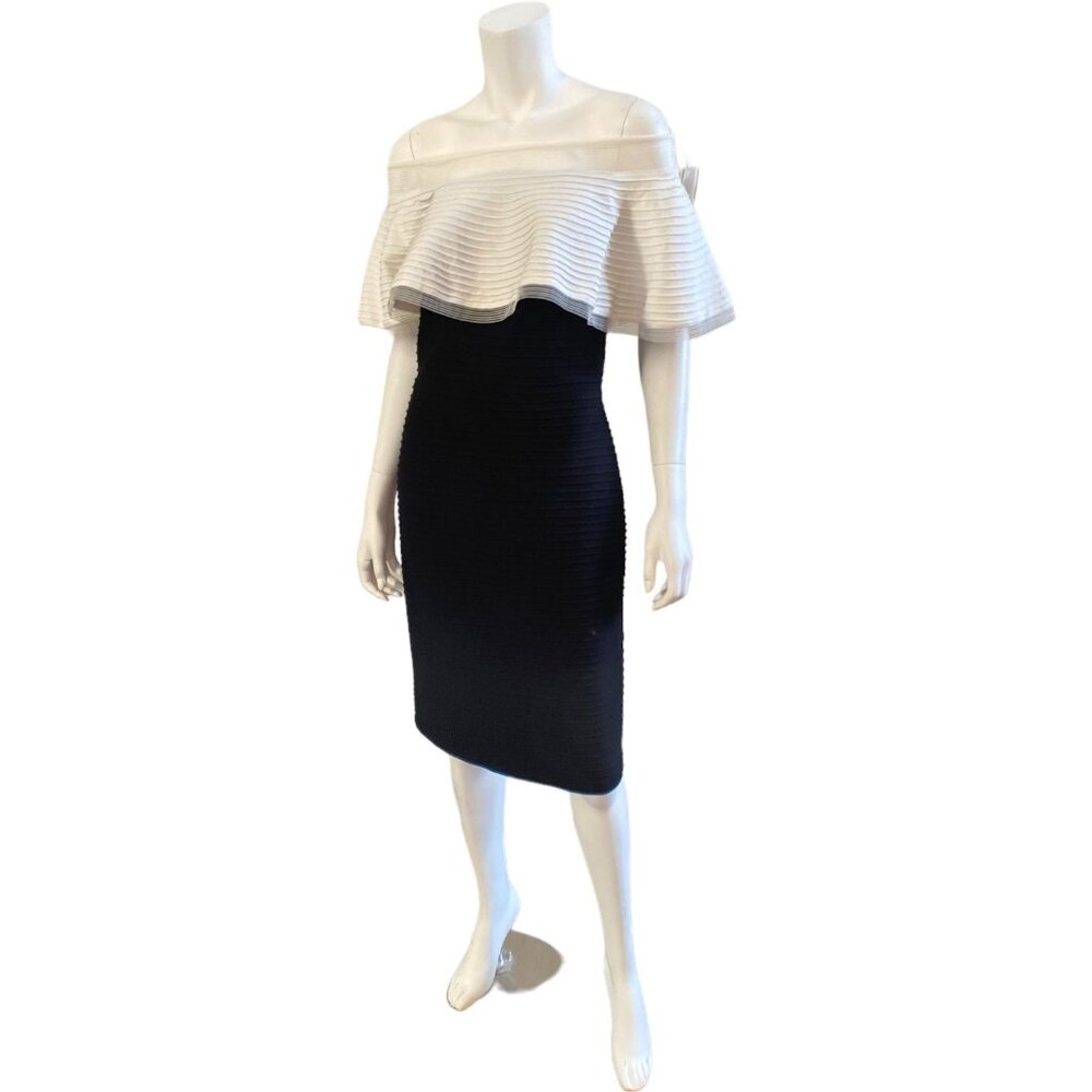 NWT Tadashi Shoji Tabora Off Shoulder Pintuck Jersey Dress, size Medium - Picture 7 of 16